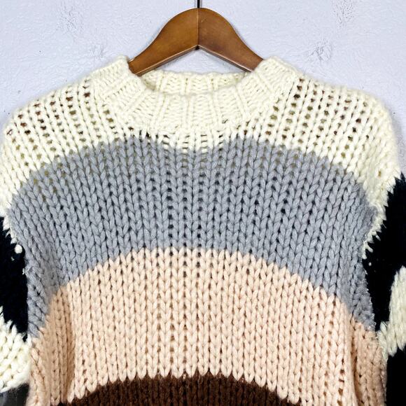 Volcom Open Knit Crop Sweater Long Sleeve Stripe Casual - XS - Picture 2 of 4